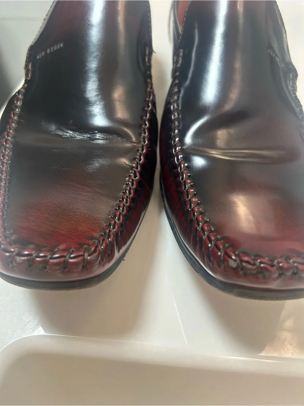 TED BAKER hand burnished square toe men’s loafers. Size 13. Hand stitched